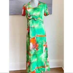 Vintage 1960s colorful abstract maxi dress